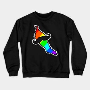 Denman Island Wearing a Bright Rainbow and a Stylish Moustache - Denman Island Crewneck Sweatshirt